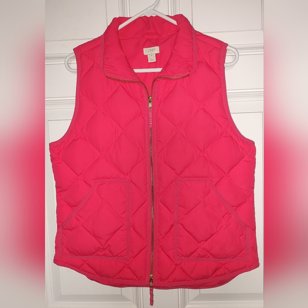 J. Crew Hot Pink Puffer Vest Size M